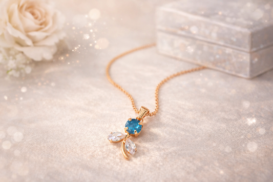 Rose Gold Blue Stone