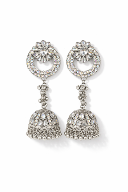 Silver Stone Jhumka